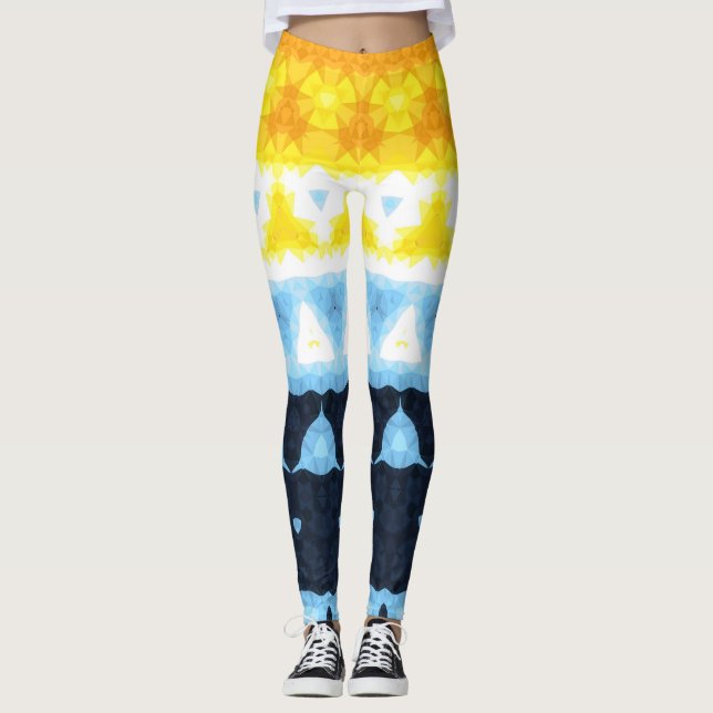 Legging Bandeira do Orgulho Boho Groovy Geométrico Abstrat (Frente)