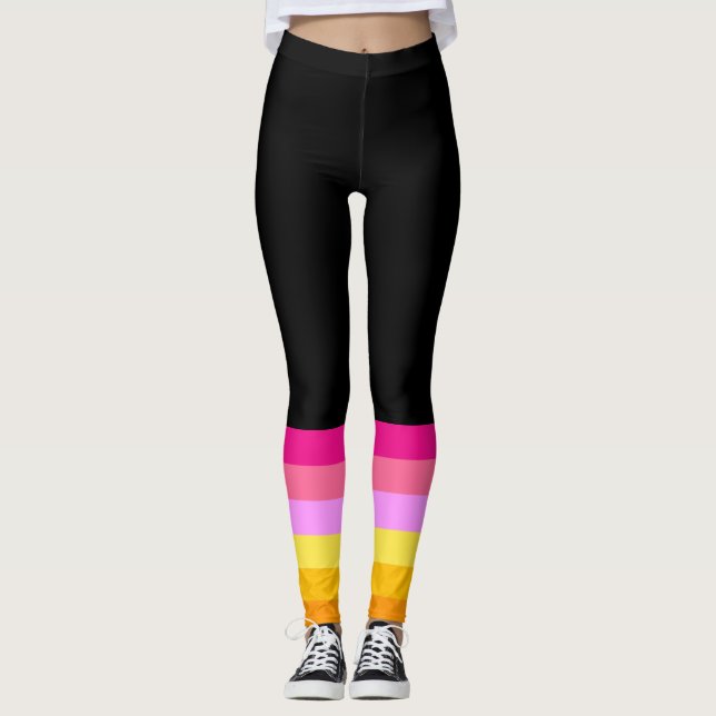 Legging Bandeira do Orgulho Lésbico (Amanhecer) (Frente)