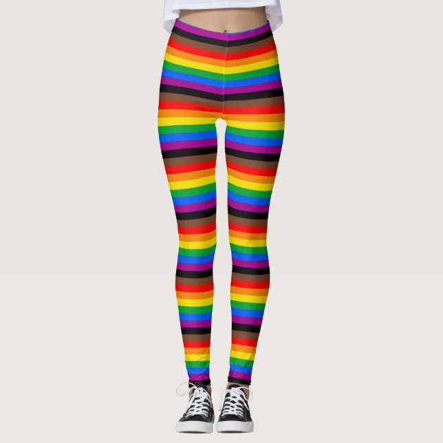 Legging Bandeira do Orgulho LGBTQ (8 Listras) (Frente)