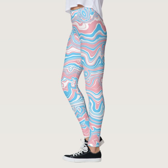 Legging Bandeira do Orgulho Trans Trippy Boho Groovy Listr (Esquerda)