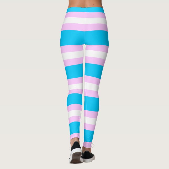 Legging Bandeira do Orgulho Transgênero - Faixa Rosa, Azul (Verso)