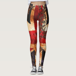 Legging Bandeira do Reino Unido Patriótica Enferrujada