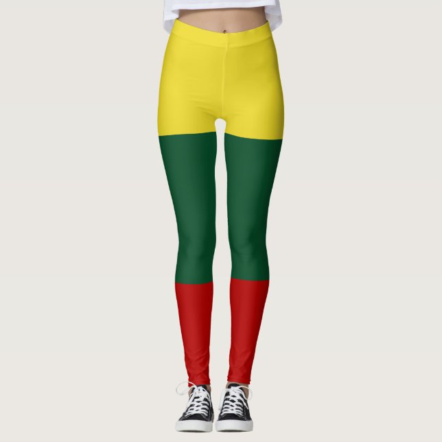 Legging Bandeira do vermelho do verde amarelo de Lithuania (Frente)