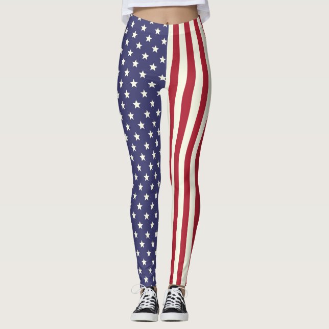 Legging Bandeira dos Estados Unidos patriótica EUA V2 da (Frente)