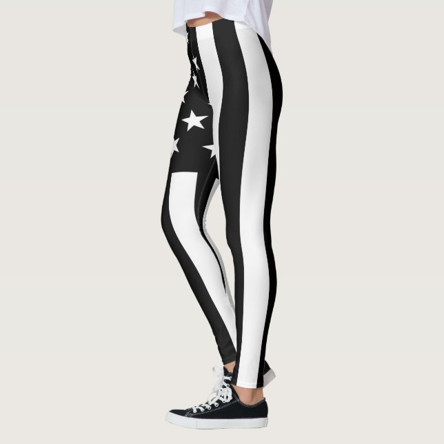 Legging Bandeira dos EUA Americana Preta Branca (Esquerda)