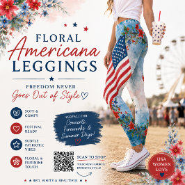 Legging Bandeira Floral Americana em Aquarela Jardim Patri