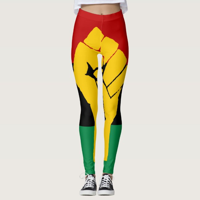 Legging Bandeira Pan-Africana de Energia Negra (Frente)
