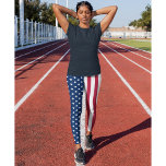 Legging Bandeira Patriótica EUA Bandeira Vermelha White Es<br><div class="desc">O americano, Stars and Stripes, a Velha Glória, a bandeira estelar, a bandeira dos EUA, o azul e o branco vermelho, estrelas e listras, moderno, legal, chic, na moda, respirável, cosida à mão, as mulheres que praticam a moda do cheio praticam o yoga gym com calças, para mostrar seu orgulho,...</div>