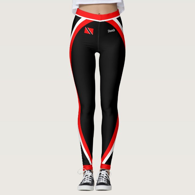 Legging Bandeira Patriótica Trinidad e Tobago com seu nome (Frente)