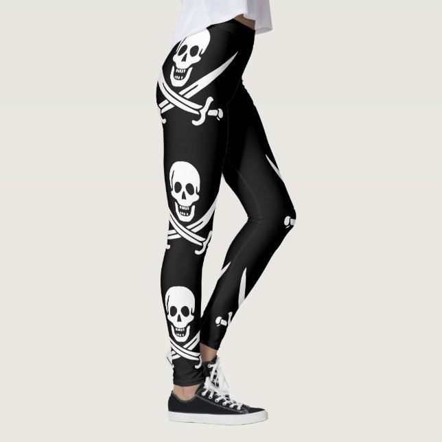 Legging Bandeira Pirata Caveira Espadas Cruzadas (Direita)