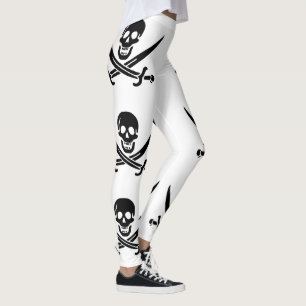 Legging Bandeira Pirata Caveira Ossos Espadas Cruzadas