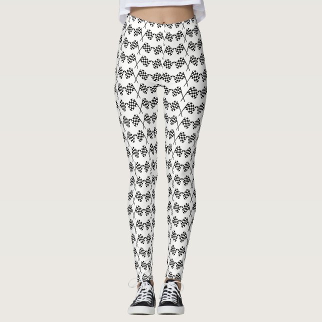 Legging Bandeiras Checkered que competem o meta (Frente)