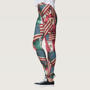 Legging Bandeiras mexicanas e sinalizadores americanos