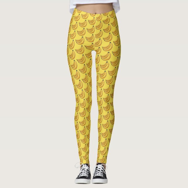 Legging Bando Amarelo de Fruta de Folha de Bananas (Frente)