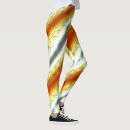 Legging Banhas abstrato ultrajantes em laranja e cinza