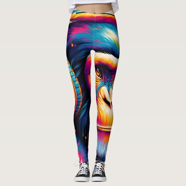 Legging Banksy DJ Monkey Gorilla Chimp Art Impressão (Frente)