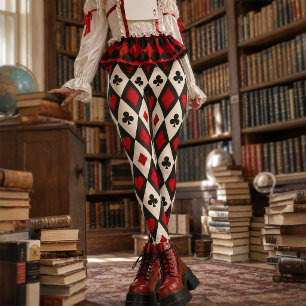 Legging Baralho de Cartas Harlequim Vermelho e Preto Diama