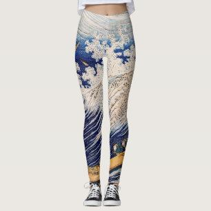 Legging Barcos de Pesca do Oceano Hokusai Ondas
