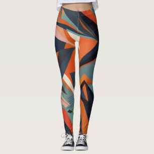 Legging bares abstrato castanho e colado