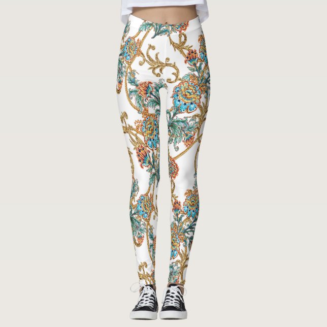 Legging Baroque Golden Floral Elegant  (Frente)