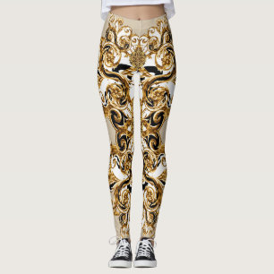 Legging Barroco Conhece Leopardo: Fundo do Ouro
