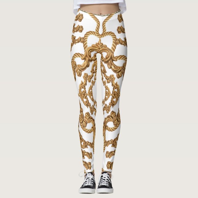 Legging Barroco ouro: Design de ornamento luxuoso. (Frente)