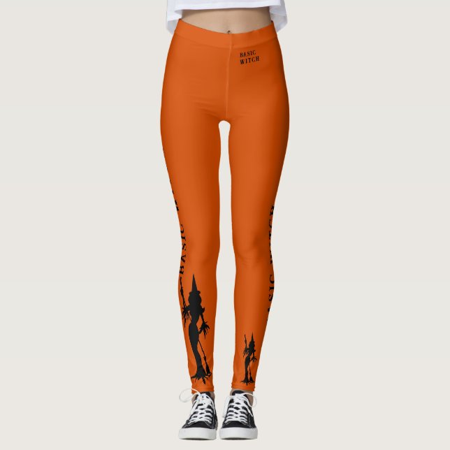 Legging Básico Bruxa Laranja Dia de as Bruxas engraçado (Frente)