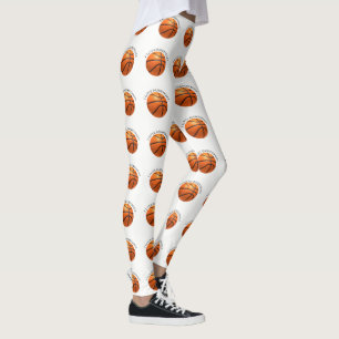 Legging Basquete de couro preto e laranja personalizado