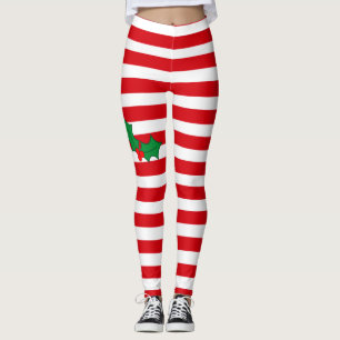 Legging Bastão de doces e caneleiras festivas do Natal do