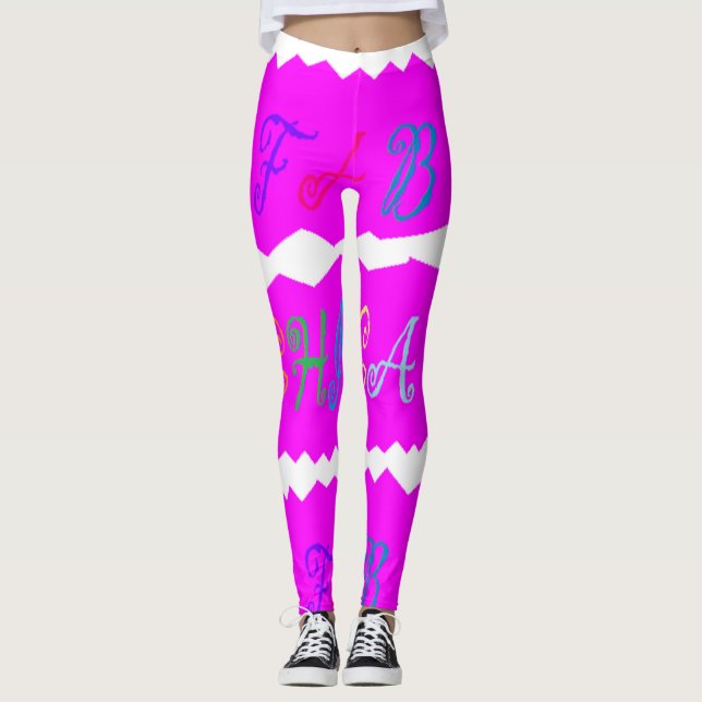 Legging Batom brilhante a quente, cor-de-rosa, com letras (Frente)