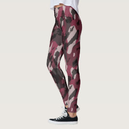 Legging Batom e camuflagem abstrata em Mauve escuro