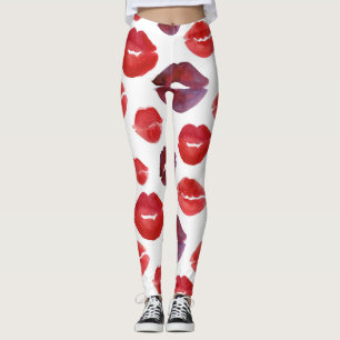 Legging Batom namorados, Impressão sem Costura de Aquarela