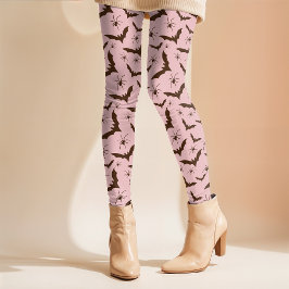 Legging Bats Spiders Rosa Girlie Retro Simples Halloween