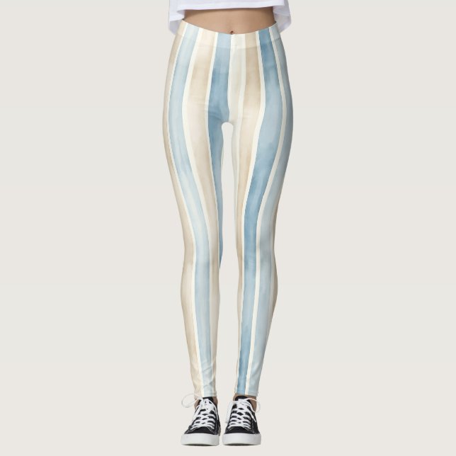 Legging Beach Blue Cream Stripes (Frente)