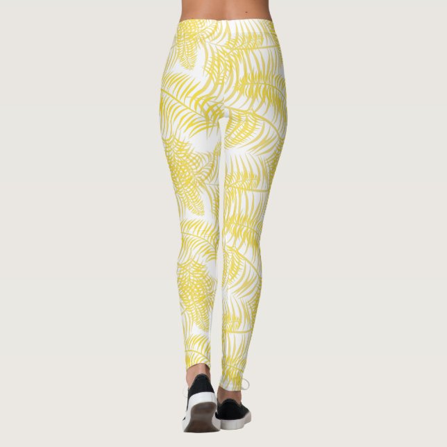 Legging Beach Vibes Tropical Impressão Amarelo Branco (Verso)