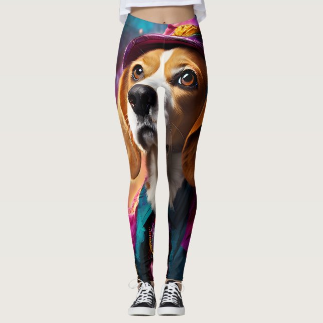Legging Beagle em um chapéu rosa (Frente)