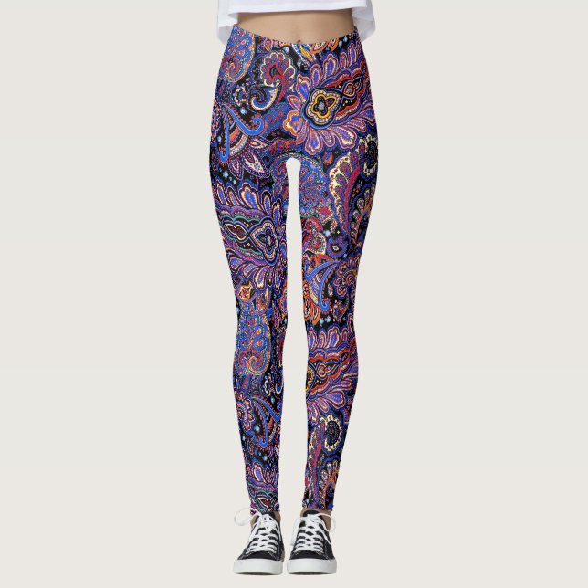 Legging Beautiful, Cool Puprle Lavender Paisley Design (Frente)