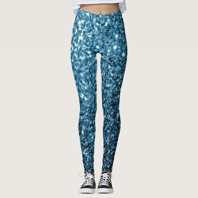 Legging Bebê azul claro brilho falso faísca (Frente)