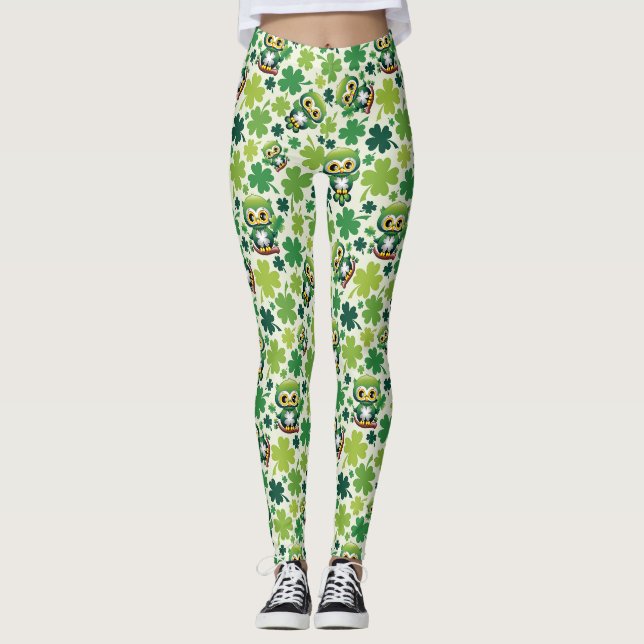 Legging Bebê Coruja Fofo St Patrick Desenho Animado (Frente)