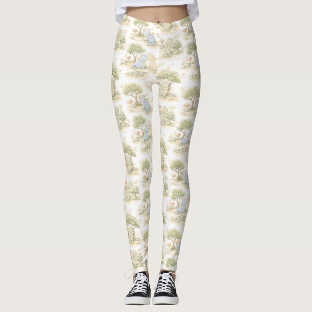 Legging Bebê Dragão Fofo Padrão Floresta Pastel (2) (Frente)