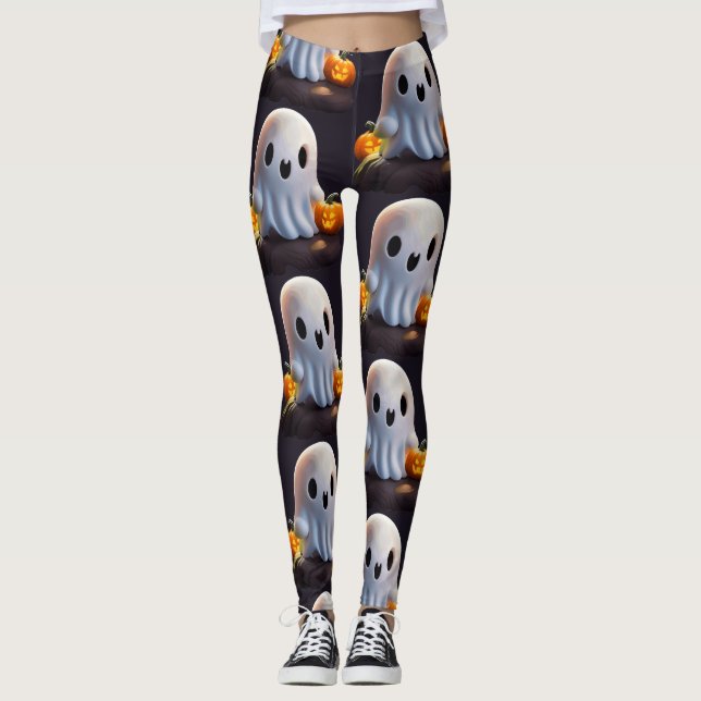Legging Bebê Fantasma Caráter de Dia das Bruxas (Frente)