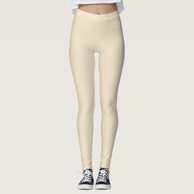 Legging bege claro creme de cor sólida (Frente)
