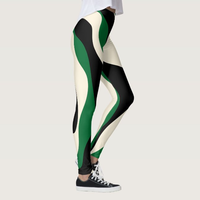 Legging Bei e Fluxo 4 em Verde, Creme e Preto (Direita)