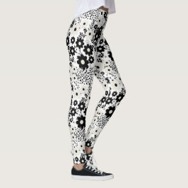 Legging Beige e Flores Negras