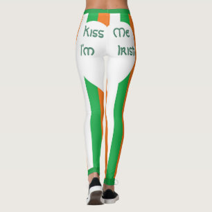 Legging Beije-me, Sou Irlandês Listras Brancas Brilhantes 