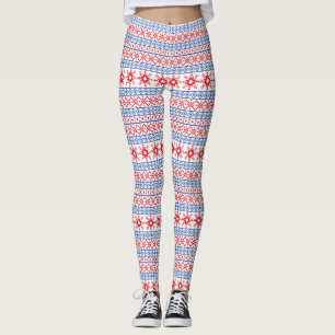 Legging Beiras nórdicas do floco de neve do Natal