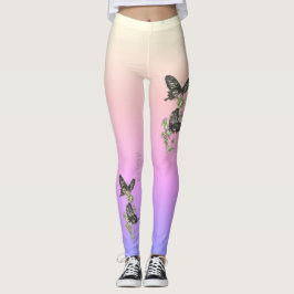 Legging Bela borboleta ameaçada de Rosa de Ceilão
