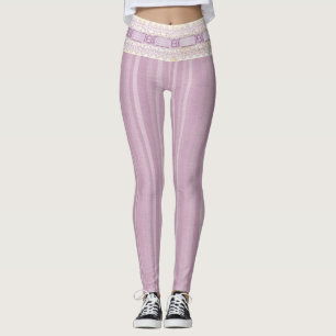 Legging Bela Design de Lilás com Renda na Borda para Yoga