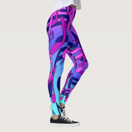 Legging Bela Música Notas Animadas Rosa Roxo Azul Água