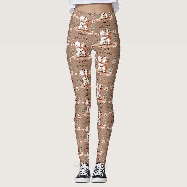Legging Bela Vaca Melhor Amigos Abrindo Arte Floral (Frente)